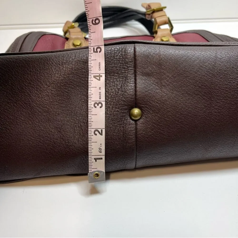 orYANY Burgundy & Brown Leather Satchel Handbag